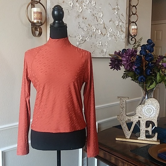 NWT Women's Nike Logo Print Mock-neck long Sleeve Top In Terracota. Size M - Picture 15 of 17